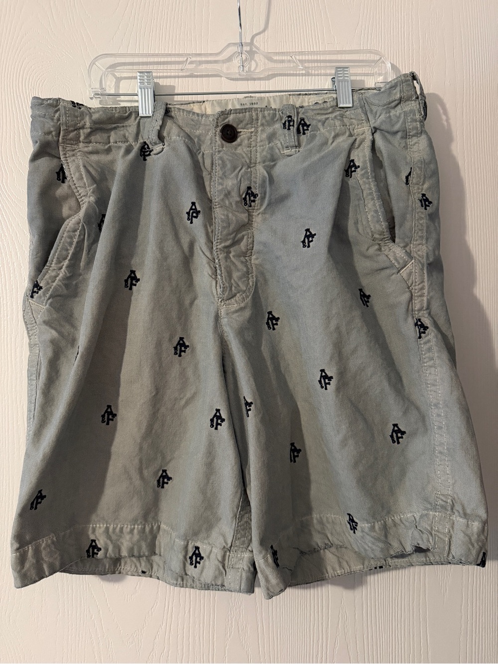 Abercrombie and Fitch Shorts Mens 33 Blue Cargo Y2K Baggy Drawstring Embroidered
